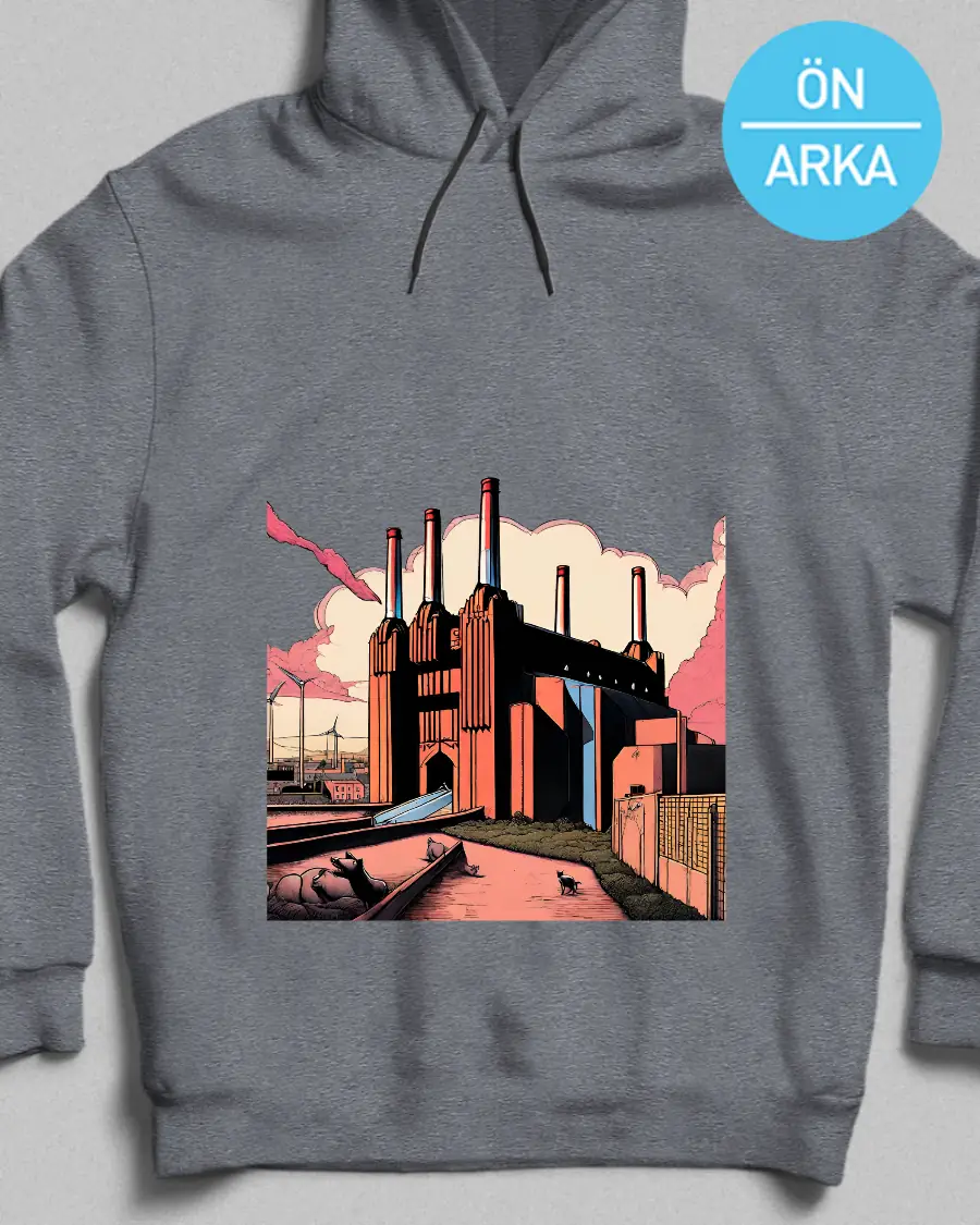 Pink Floyd Animals Özel Tasarım Hoodie - Koyu Gri