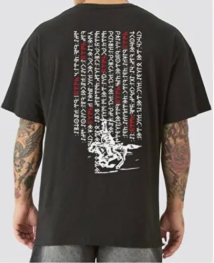 Göktürk Yazıtları Baskılı Oversize T-Shirt